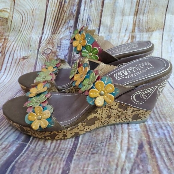 Colorful Floral Wedge Heels - Picture 1 of 9